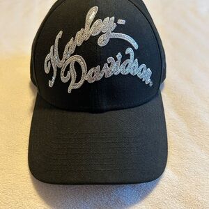 Harley-Davidson Black Cap with Bling Silver Logo, NWOT